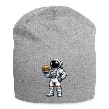 Astronaut with burger in space - Jersey Beanie - heather grey - Front