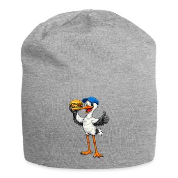 Stork with hamburger - Jersey Beanie - heather grey - Front