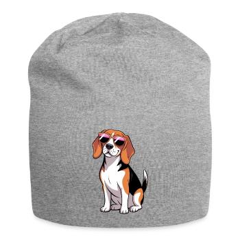 Beagle Dog Wearing Shades - Jersey Beanie - heather grey - Front