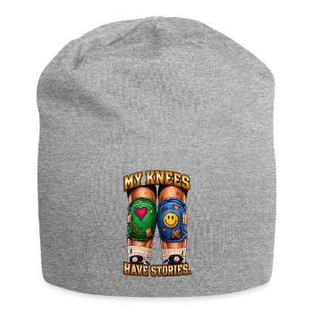 My Knees Have Stories - Jersey Beanie - heather grey - Front