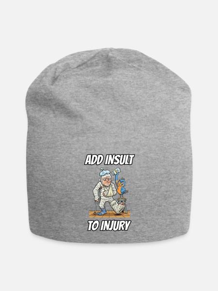 Fügt der Verletzung noch eine Schädigung zu – lustige, wörtliche Idiom-Zeichentrickserie - Jersey-Beanie - Grau meliert