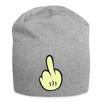 Mittelfinger Comic - Jersey-Beanie - Grau meliert - Vorne