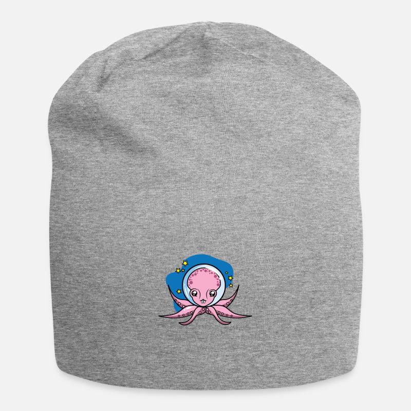 Space Astronaut Octopus - Jersey Beanie - heather grey