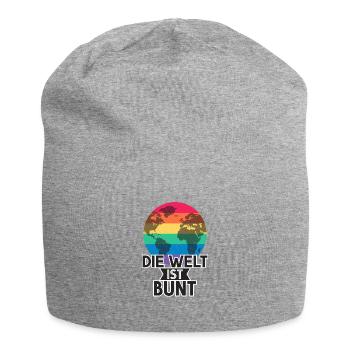 Die Welt ist Bunt LGBT Regenbogen Globus Geschenk - Jersey-Beanie - Grau meliert - Vorne