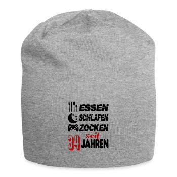Geburtstag 34 Zocken Spielen Gaming Schlafen - Jersey-Beanie - Grau meliert - Vorne
