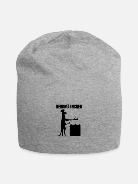Herdmännchen Essen Kochen Lustiger Koch - Jersey-Beanie - Grau meliert