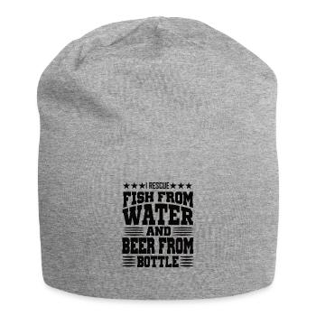 Fishing and Beer Angler Beer Drinker Saying - Jersey Beanie - heather grey - Front