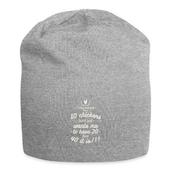 Funny chicken yard farm design - Jersey Beanie - heather grey - Front