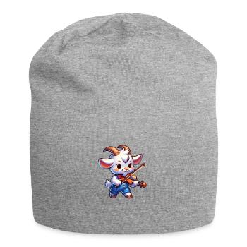 Chèvre mignonne jouant de la musique de ferme de violon - Bonnet en jersey - gris chiné - Devant