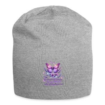 All through Christ Phil 4:13 Butterfly - Jersey Beanie - heather grey - Front