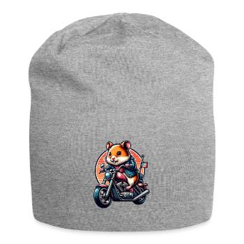 Cool Hamster on Chopper Motorcycle - Jersey Beanie - heather grey - Front