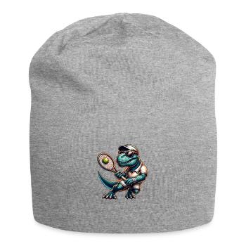 Dinosaur Tennis Player Dino Boy Sport - Jersey Beanie - heather grey - Front