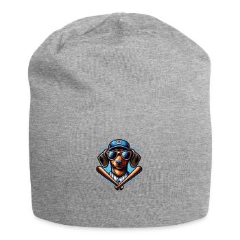 Cooler Dackel Baseball Spieler Sport Lustig - Jersey-Beanie - Grau meliert - Vorne