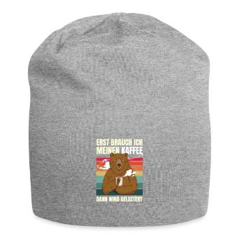 First I need my coffee Funny Coffee Bear - Jersey Beanie - heather grey - Front