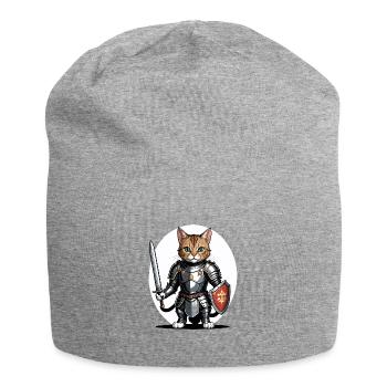 Cat Ritter Knight Katze Geschenk Mittelalter - Jersey-Beanie - Grau meliert - Vorne