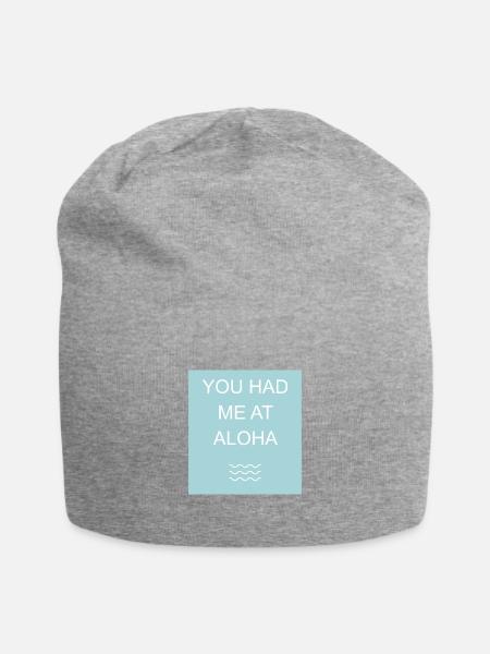 Aloha Zitat Grafik - Jersey-Beanie - Grau meliert