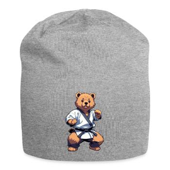 Karate Bear with Black Belt Karate Bär - Jersey-Beanie - Grau meliert - Vorne