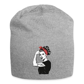 Girl Power Girl Power Grl Pwr Femme Fille Rétro - Bonnet en jersey - gris chiné - Devant