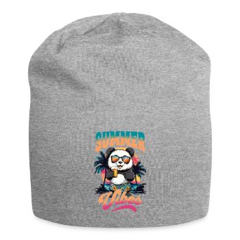 Été, Panda, Ours, Bière, Plage, Mer, Palmiers, Fête - Bonnet en jersey - gris chiné - Devant