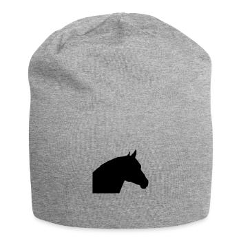 Pferdekopf- 3 - Jersey-Beanie - Grau meliert - Vorne