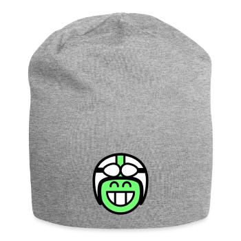 Emoticon Grin with moped helmet (colors can be changed) - Jersey Beanie - heather grey - Front