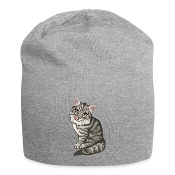 Norwegische Waldkatze getigert Tiger Illustration - Jersey-Beanie - Grau meliert - Vorne