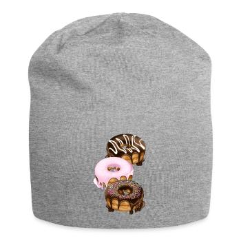 Donut beignets dessert café pâtisserie illustration - Bonnet en jersey - gris chiné - Devant