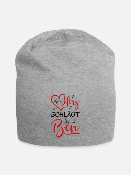 Mein Herz schlägt für Ben rot - Jersey-Beanie - Grau meliert
