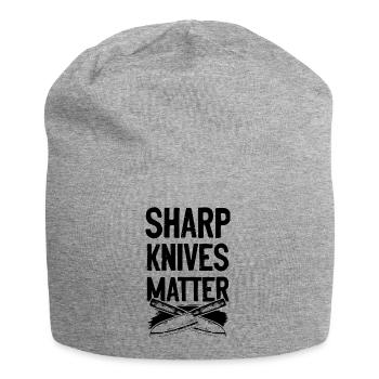 chef chef chef knife spruch - Jersey Beanie - heather grey - Front