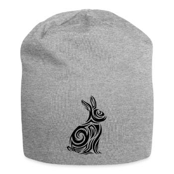Tatouage tribal de lapin - Bonnet en jersey - gris chiné - Devant