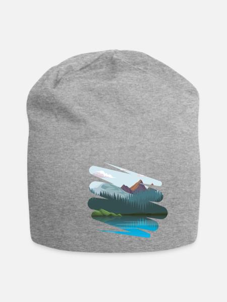 Landschaft mit noch mehr Bergen - Jersey-Beanie - Grau meliert