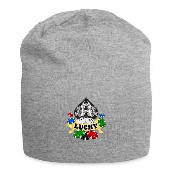 Poker Pokern Poker Chips Karten Geld Casino Glück - Jersey-Beanie - Grau meliert - Vorne