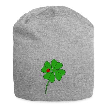La feuille de la fortune avec coccinelle - Bonnet en jersey - gris chiné - Devant