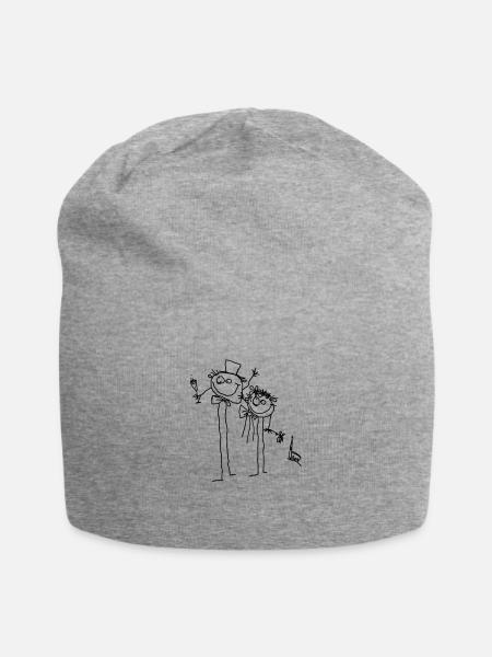 Hochzeits-/JGA Kopffüßler - Jersey-Beanie - Grau meliert