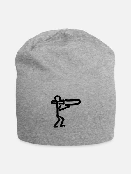 Musikant mit Posaune - Jersey-Beanie - Grau meliert