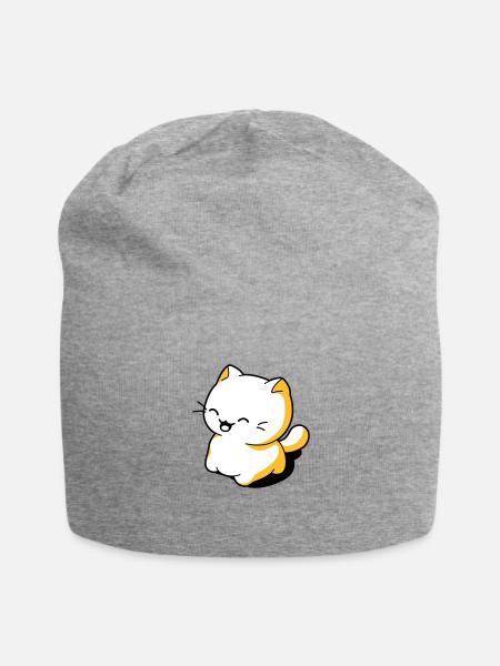 Funny kawaii cat - Jersey Beanie - heather grey