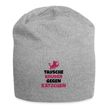 Tausche Bruder gegen Kätzchen - Jersey-Beanie - Grau meliert - Vorne