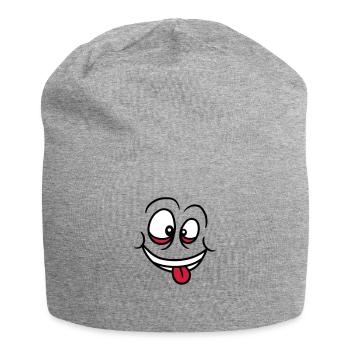 verruecktes gesicht augen mund zunge lustig grimas - Jersey-Beanie - Grau meliert - Vorne