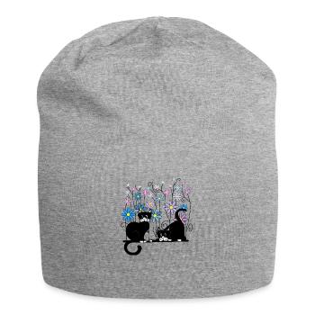 Une paire de chats - Bonnet en jersey - gris chiné - Devant