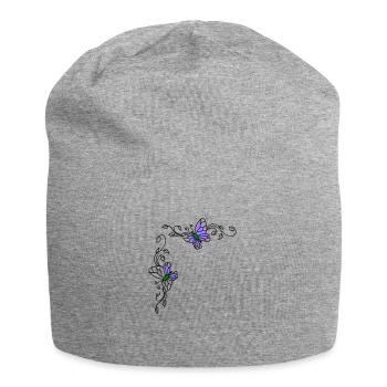 Schmetterlinge mit Blumenranken - Jersey-Beanie - Grau meliert - Vorne