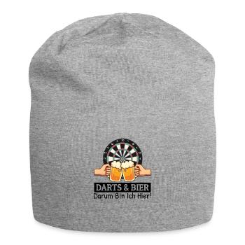 Darts Und Bier Darum Bin Ich Hier Dart Sprüche - Jersey-Beanie - Grau meliert - Vorne