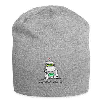 Interessierter Roboter lustig launisch gelangweilt Cartoon Witz - Jersey-Beanie - Grau meliert - Vorne