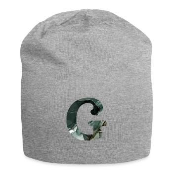 Letter g marbled green - Jersey Beanie - heather grey - Front