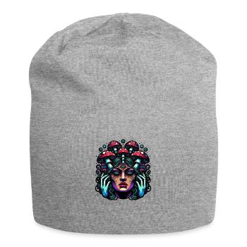 Mystische Pilz-Frau - Jersey-Beanie - Grau meliert - Vorne