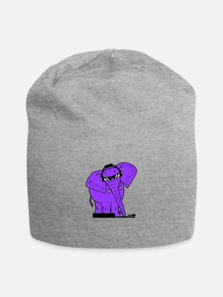 Lustiger Elefant Rosarot DJ Mischpult Party Musik - Jersey-Beanie - Grau meliert