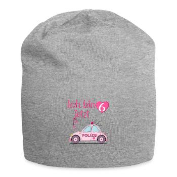 Polizeiauto Ich bin jetzt 6 Geburtstag Rosa - Jersey-Beanie - Grau meliert - Vorne