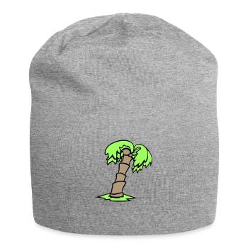 Palme Insel Baum Strand Urlaub Kokosnuss Meer Cool - Jersey-Beanie - Grau meliert - Vorne