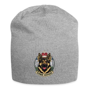 Deutscher Schäferhund mit Krone und Schloss - Jersey-Beanie - Grau meliert - Vorne