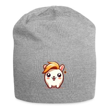 Cute hamster with hairstyle - Jersey Beanie - heather grey - Front