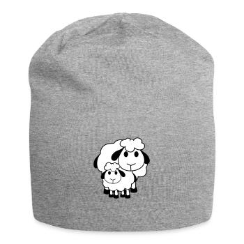 Family Sheep 2 Dad Mom Mother Child Love Baby - Jersey Beanie - heather grey - Front